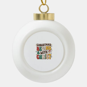 Boule En Céramique Noël Commence Avec Le Christ Décoration De Sapin D