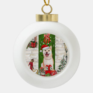 Boule En Céramique Noël de Chien Shiba Inu