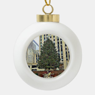 Boule En Céramique Noël de piste de patinage d'arbre de NYC