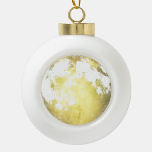 Boule En Céramique Noël de pleine lune dorée de fêtes