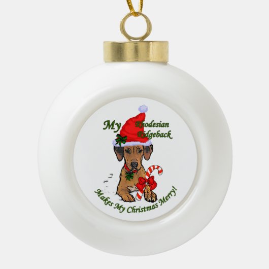 Boule En Céramique Noël de Rhodesian Ridgeback (Devant)