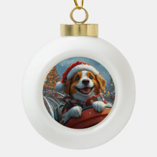 Boule En Céramique Noël du chien espagnol breton