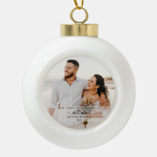 Boule En Céramique Noël élégant 1ère fois mariés en tant que M et Mme