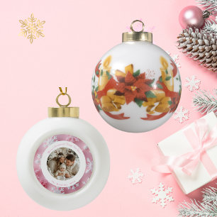 Boule En Céramique Noël rond Pink Snowflon Photo