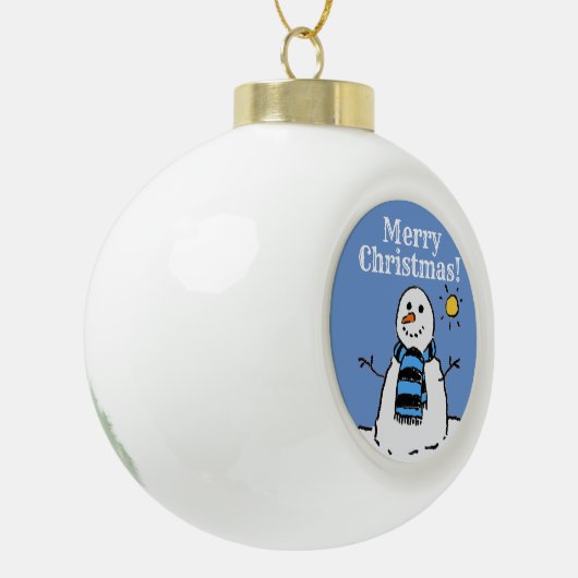 Boule En Céramique Noël Snowman Design avec Joyeux Noël (Gauche)