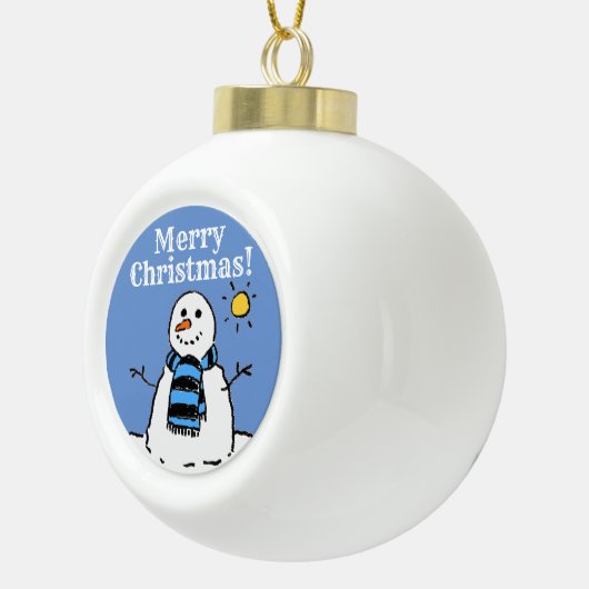 Boule En Céramique Noël Snowman Design avec Joyeux Noël (Droite)