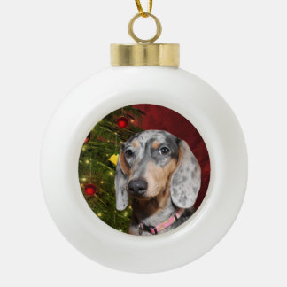 Boule En Céramique Noël tacheté de teckel