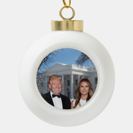 Boule En Céramique Noël Trump : Donald et Melania (Devant)