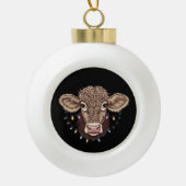 Boule En Céramique Noël Vache Luminaire Ferme Fermier Noël (Devant)