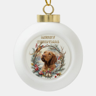 Boule En Céramique Noël Vizsla