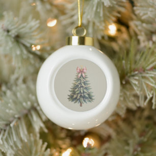 Boule En Céramique Noeud de sapin de Noël Coquette Xmas
