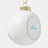 Boule En Céramique Nom Calligraphie Script Plain Simple Blanc Bleu (Gauche)