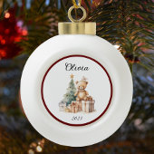 Boule En Céramique Nom mignon Noël Teddy