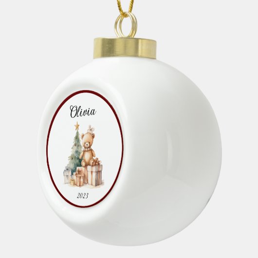 Boule En Céramique Nom mignon Noël Teddy (Droite)