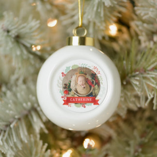 Boule En Céramique Nom personnalisé du premier Noël du bébé