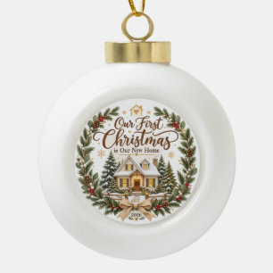 Boule En Céramique Notre Premier Noël dans Notre Nouvelle Maison Orne