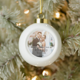 Boule En Céramique Notre premier Noël en tant que M. et Mme Photo