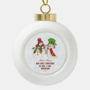 Boule En Céramique Notre Premier Noël En Tant Que Monsieur. & Mme Cut