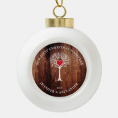 Boule En Céramique Notre premier Noël ensemble amour arbre bois rusti (Devant)