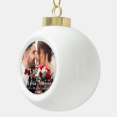 Boule En Céramique Notre première photo Mariage de Noël Script blanc (Droite)