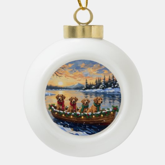 Boule En Céramique Nova Scotia Duck Tolling Retriever Christmas Boat (Devant)