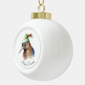 Boule En Céramique Oiseau Kiwi mignon en Casquette elfe de Noël, cout (Droite)