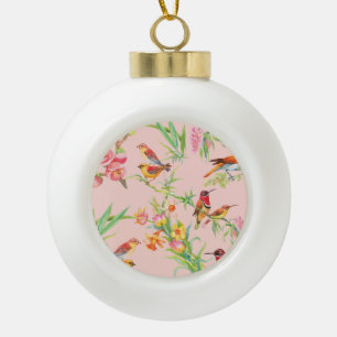 Boule En Céramique Oiseaux exotiques : Vintage Floral Sans Seamless.