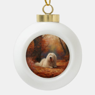 Boule En Céramique Old English Sheepdog en automne Leaves Fall Inspir