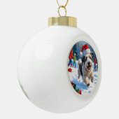 Boule En Céramique Old English Sheepdog Running in Snow Christmas Cas (Gauche)