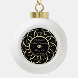 Boule En Céramique Or chic diamant perles 50e anniversaire de mariag