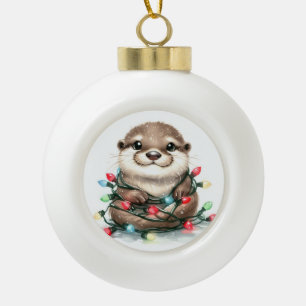 Boule En Céramique Otter de Noël