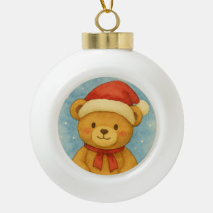 Boule En Céramique Ours en peluche de Noël dans un pays des merveille