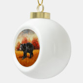 Boule En Céramique Ours noir en forêt d'automne (Droite)