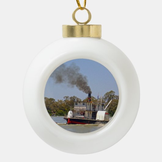 Boule En Céramique Paddle Steamer Cruising River Murray, (Devant)