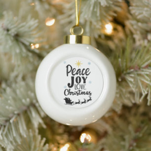 Boule En Céramique Paix Joie Amour Noël Père Noël Sleigh moderne