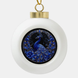 Boule En Céramique Paon bleu royal Glamour de cristal