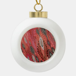 Boule En Céramique Paon vintage rouge décoratif Motif sans couture