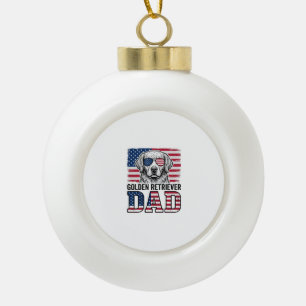 Boule En Céramique Papa Golden Retriever Patriotique Vintage Chemise