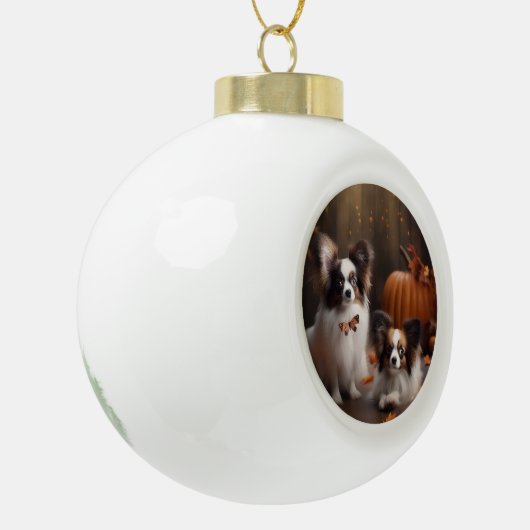 Boule En Céramique Papillon Puppy Automne Citrouille de plaisir (Gauche)