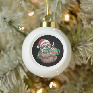 Boule En Céramique Paresseux de Noël Chocolat Chaud Chapeau de Père N