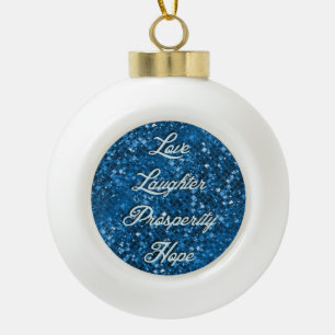 Boule En Céramique Parties scintillant Bleue Noël Voeux Ball Ornament