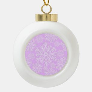 Boule En Céramique Pastel Pink Et Blanc Snowflakes Motif De Noël