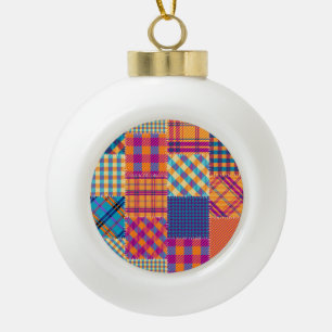 Boule En Céramique Patchwork textile : motif vintage transparent.