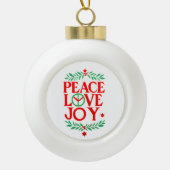 Boule En Céramique Peace Love Joy Noël Festive Holiday (Devant)