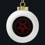 Boule En Céramique Pentagram Red Devil<br><div class="desc">Pentagramme rouge,  inversé,  texturé en cercle,  sur arrière - plan noir. Symbole occulte 666</div>