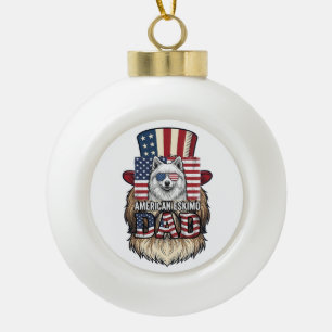 Boule En Céramique Père Esquimau Américain Patriotique Vintage Chien