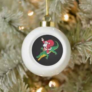 Boule En Céramique Père Noël à cheval sur un alligator Noël Caiman Cr