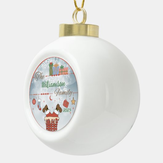 Boule En Céramique Père Noël à la traîne (Droite)