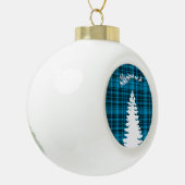 Boule En Céramique père Noël arbre de Noël bleu à damiers plaid (Gauche)