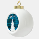 Boule En Céramique père Noël arbre de Noël bleu à damiers plaid (Droite)